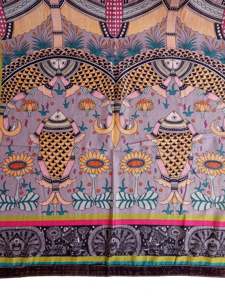 Dupatta India de algodón puro artesanal vintage | envoltura étnica impresa | arte tribal Foto 3 de 4