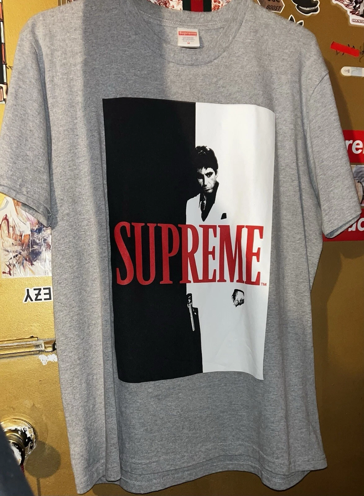 T shirt Supreme Scarface Split gris bruyère (taille M) FW17 T shirt Tony Montana