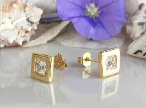0,50 ct Princess EF VS/SI Lab Grown Diamond Damen Ohrstecker 14k Gelbgold - Bild 6 von 6