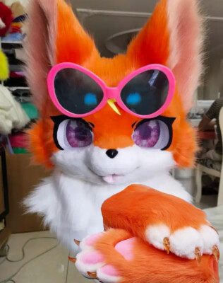 Fursuit Husky Fox Mascot (head + PAWS) Halloween Party Fur Cosplay 27#