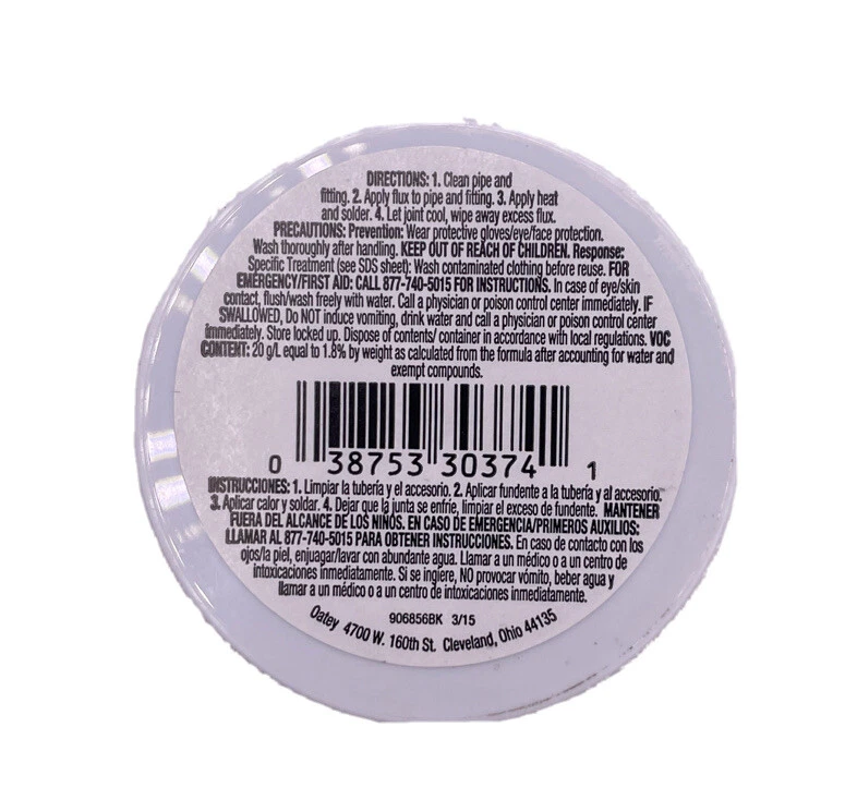Oatey No. Fundente de estañado 95, 1,7 oz, cardado, pasta, gris verdoso Foto 2 de 4
