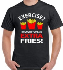 Exercise More Fries T-Shirt Herren Lustig Dic...