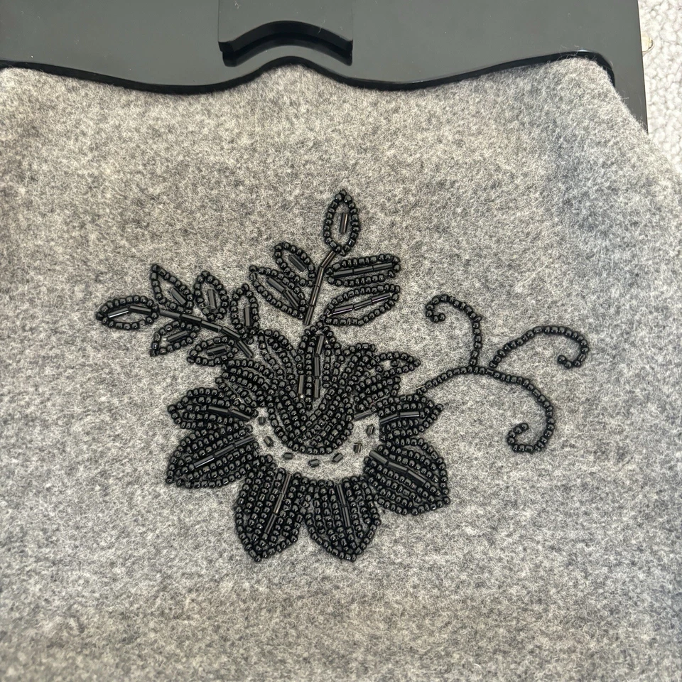 Timmy Woods Беверли-Хиллз ар-деко бисером сумка цветочный серый фланель коктейль Artsy - Изображение 4 из 4