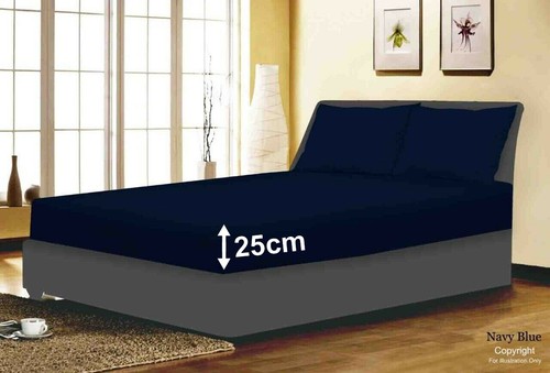 Full Fitted Sheet Bed Sheets 100% Poly Cotton Single Double King Super King Size - Picture 2 of 21