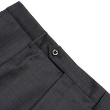 Zanella NWT Pleated Dress Pants Size 32 US Neal In Gray w/ Blue Plaid Wool