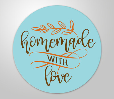 48x hochwertige Etiketten ''homemade WITH love'' rund hohe Klebkraft 4cm Aufkleber