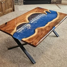 Epoxy Resin Table Top, Epoxy Coffee Table, River Resin Countertops, Live Edge