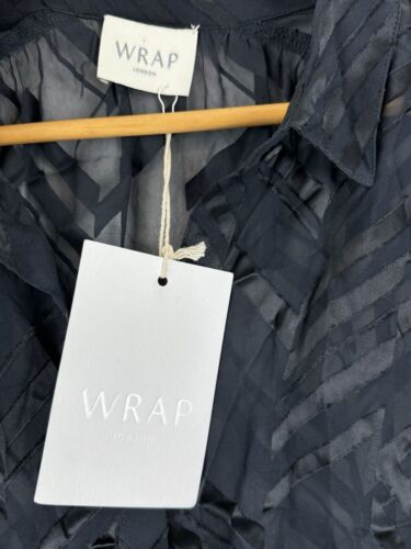 Wrap London Poetry Tunic Chiffon Blouse Button Up Size 16 Deep Indigo - Picture 3 of 7