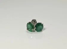 Emerald Natural Stud NEW 14K WG Certified 4.3mm .66ct TCW White Gold Earring
