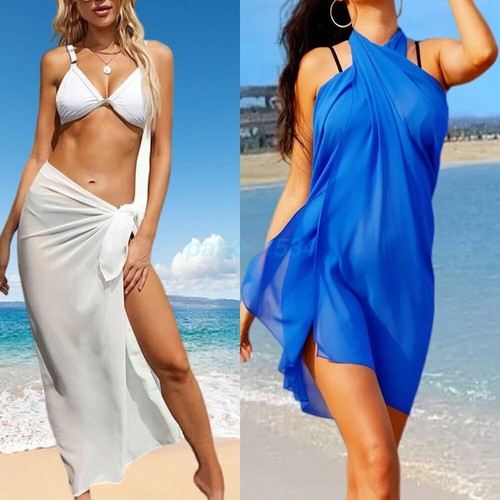 Long Sarong Cover Up Women Chiffon Beach Wrap Skirt Sexy Bikini One Piece Scarf - Picture 8 of 24