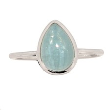 Natural Aquamarine - Brazil 925 Sterling Silver Ring Jewelry s.7 CR71866