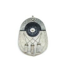 Light Grey Dress Traditional Scottish Sporran with Celtic Design Pewter Cantle