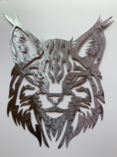 Lynx Wild Cat Head Metal Wall Art Wildlife tribal tattoo style 2 colours/sizes - Picture 5 of 9