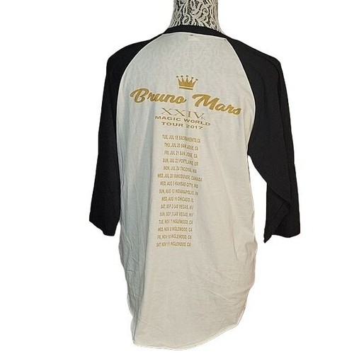 Bruno Mars 24K Magic World Tour 2017 Graphic Raglan T-Shirt Women’s L - Picture 2 of 5