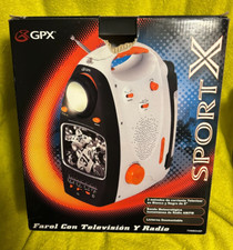 TV Sport X 5" Black  White TV, AM/FM Flashlight Telescopic Antenna  Thermomer