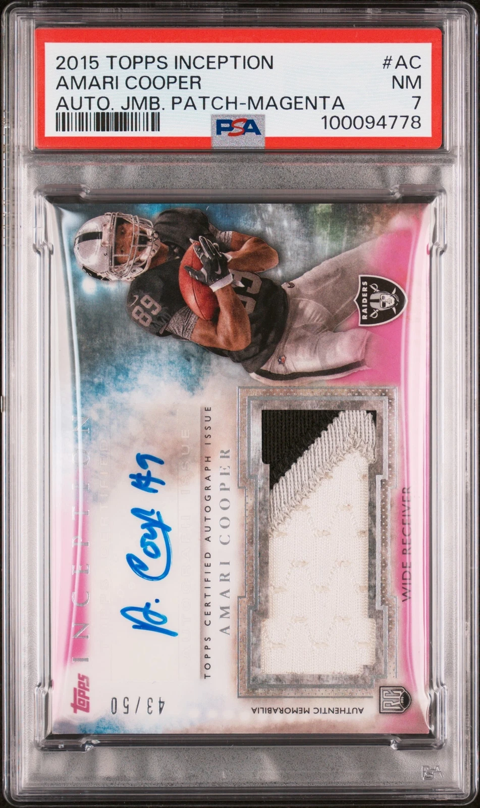Amari Cooper Topps Inception Autograph Jumbo Patch #AC Magenta