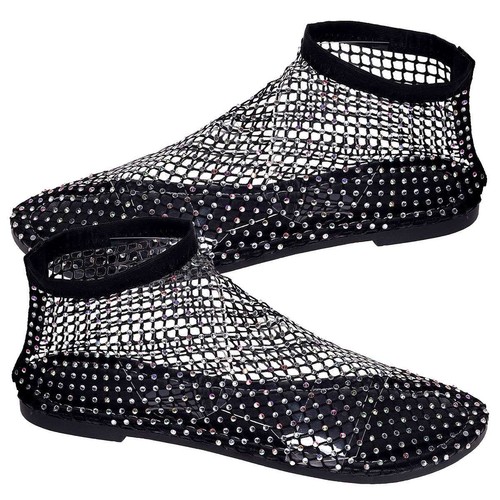 Scarpe basse comode in rete gemma lucida scarpe scintillanti tacco basso sandali slip on stivali - Foto 12 di 27