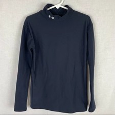 Under Armour Youth Boys ColdGear Fitted Black Mock Neck Long Sleeve