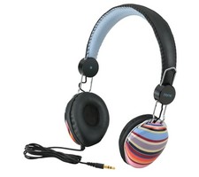 iHome IB43BM Stylish Multi Color Stripes Headphone With Tangle-Free Cloth Cord