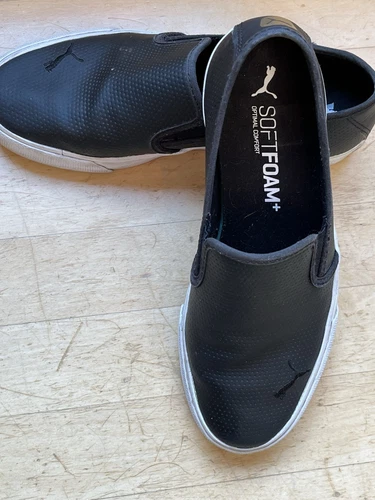 Scarpe sneakers Puma Bari Cat donna taglia 8 nero bianco slip on ottime condizioni