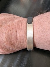 GUCCI SILVER 925 ID BRACELET + BLACK SADDLE LEATHER STRAP FITS 8.5" 22mm WRIST