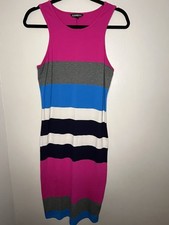 Express Bodycon Color Block Midi Sleeveless Dress Pink Multicolor Size Large