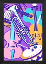 Music Instrument Pop Art 2 Framed Wall Art Poster Canvas Print Picture