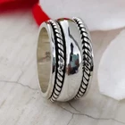 925 Silver Boho Spinner Ring: Tribal Meditation Fidget Band Ring All Size