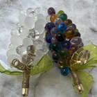 Murano Glass Italy Art Glass 2pc Grape Cluster Figurines Hand Painted, Multi
