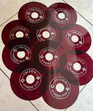 Lot Of 10 Ruby Red Edison Voicewriter Translucent Diamond Discs Untested