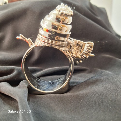 Napkin Rings Snowman Set of 4 Heavy Silver Winter Christmas Hallmark - Picture 5 of 11