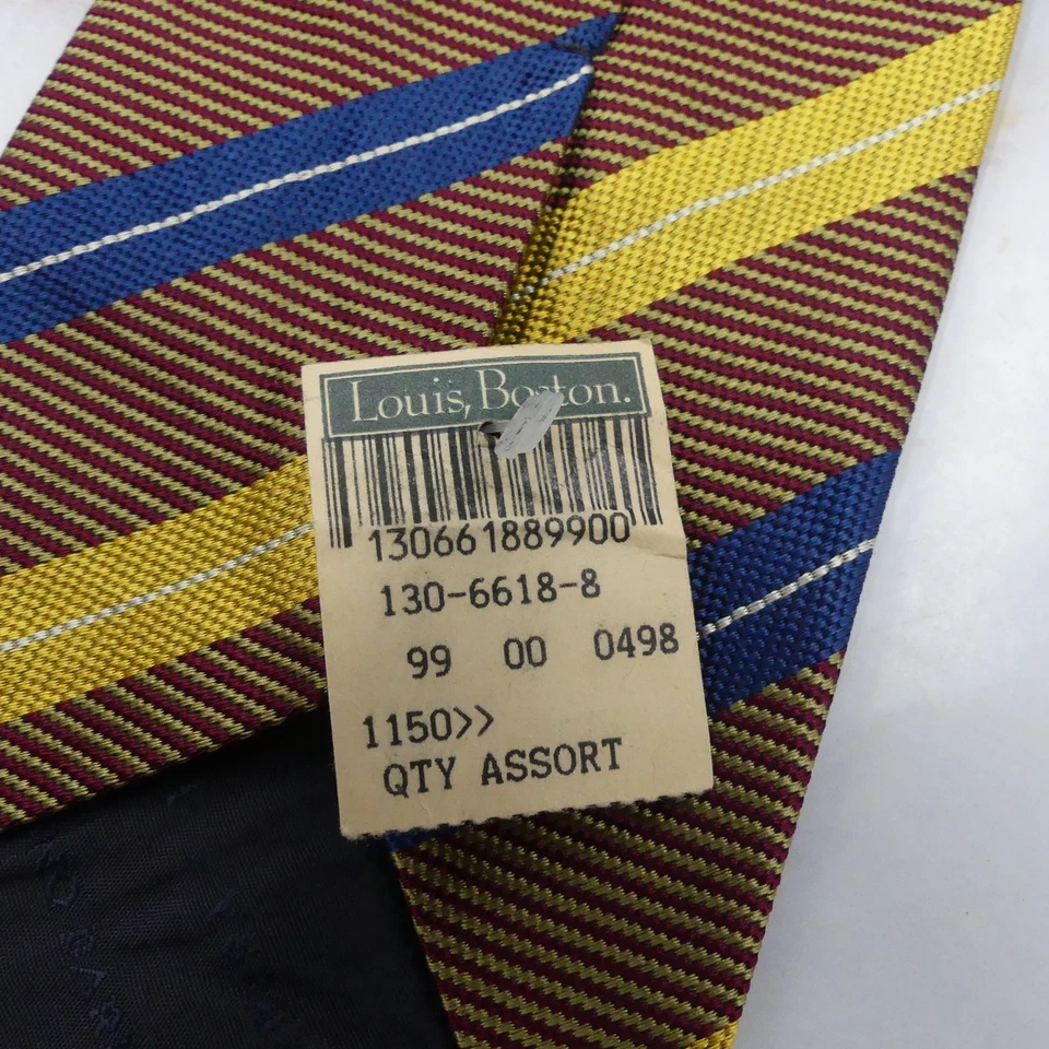 Corbata Luciano Barbera para hombre amarilla roja azul a rayas seda tejida Italia Foto 4 de 4