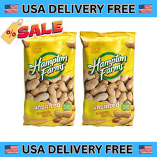 2 PACK Hampton Farms Unsalted In-Shell Peanuts 10 oz. TOTAL - FAST SHIPPING