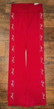 Victoria's Secret Pink Bling Rhinestones Relay Flare Leggings Red Lacquer L   