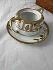 Antique Nippon Hand Painted Jam Jar Mustard Pot W attached Drip Tray Gold — photo 8