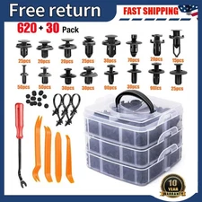 650pcs Car Retainer Auto Fasteners Push Trim Plastic Clips Pin Rivet Bumper Kit