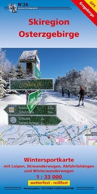 Wintersportkarte Skiregion Osterzgebirge Wintersportkarte mit Loipen, Skiwand...