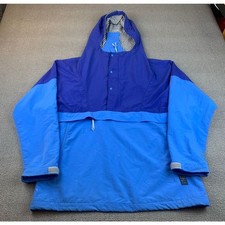 Press Victory Men's Medium Blue Pullover Anorak Hooded Windbreaker Made in USA