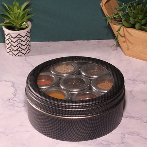 Authentic Indian Spice Tin Box Masala Dabba Spice Jars Stainless Steel Patterned - Picture 48 of 124