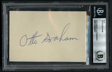 Otto Graham d2003 signed autograph 2.5x3.5 Cut Football Player BAS Slabbed