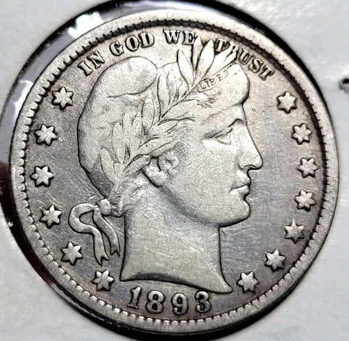 1893-O Barber Quarter, Scarcer Date New Orleans Mint Issue High Grade