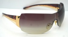PRADA Shield Sunglasses Brown Gradient Gold Logo SPR 54G with Case