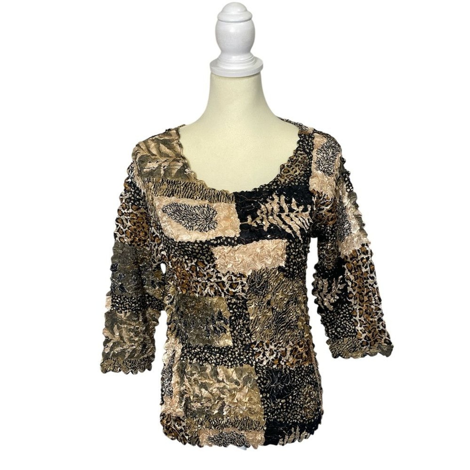ABC Collection Patchwork Animal Print Crinkle Top… - image 1