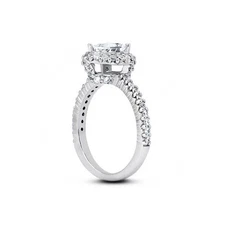 2.13 CT D-VS2 Pear Shape Natural Diamonds 14K Gold Halo Side-Stone Ring