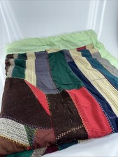 Vtg Hand Made Patchwork Quilt Blanket Bedspread 78" x 74" Multicolor