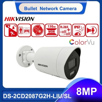 Hikvision DS-2CD2087G2H-LIU/SL 8MP ColorVu 2-Way Audio PoE Camera Smart-light