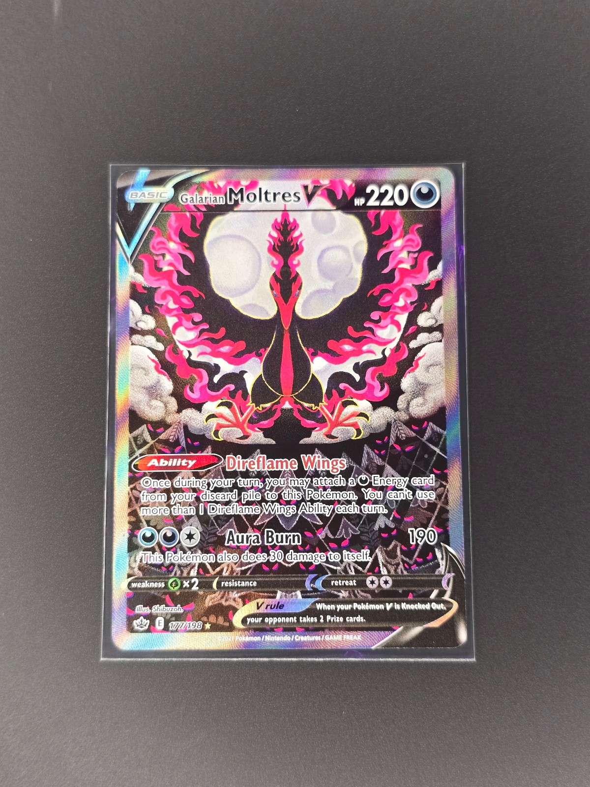 Galarian Moltres V (Alternate Full Art) 177/198 Swsh06: Sword & Shield -...