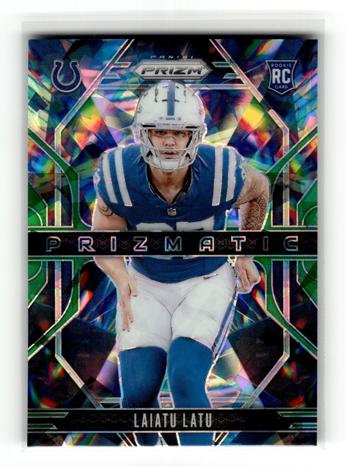 Laiatu Latu 2024 Panini Prizm Green Ice #5 Indianapolis Colts Prizmatic RC