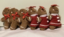 Six 2025 Bullseye Playground Gingerbread Boy/Girl Fabric Ornaments