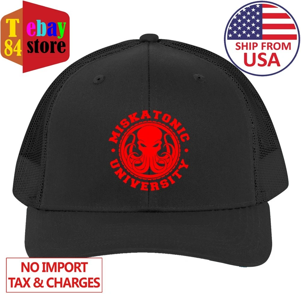 Cthulhu Miskatonic University Logo Black Adjustable Trucker Hat